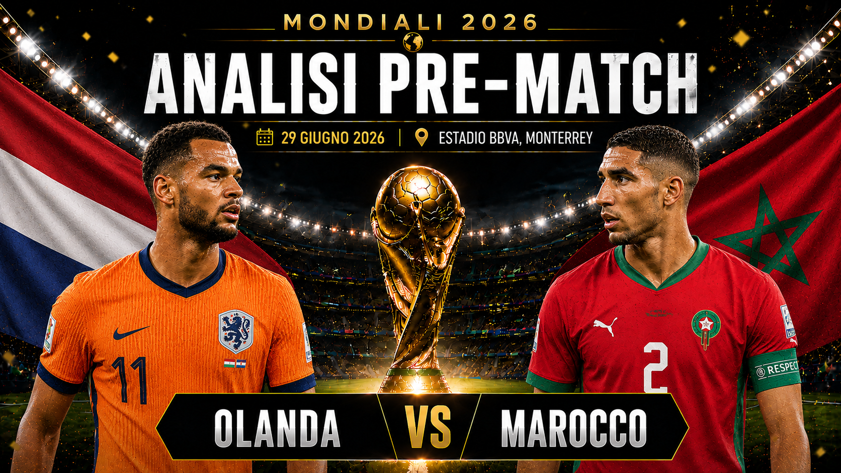 Olanda-Marocco Mondiali 2026, analisi tattica dei sedicesimi con Van Dijk, Gakpo, Hakimi e Brahim Diaz